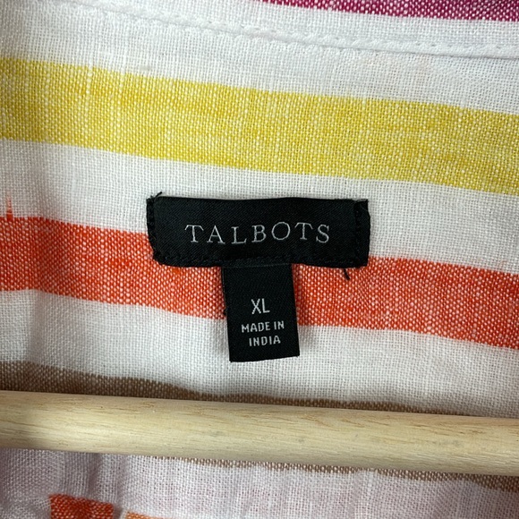 Talbots Linen Boyfriend Shirt Button Down Womens XL Multicolor Classic Blouse - Picture 9 of 9